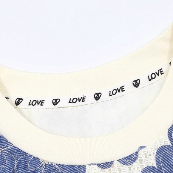 B.Sure Blue And White Flower Short-Sleeved Skirt Set - Picture 3 of 4